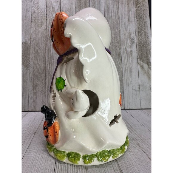 Vtg Fiber Optic Ceramic Ghost 10” Tall Color Changing Halloween Decor 3AAA Works - Picture 4 of 13